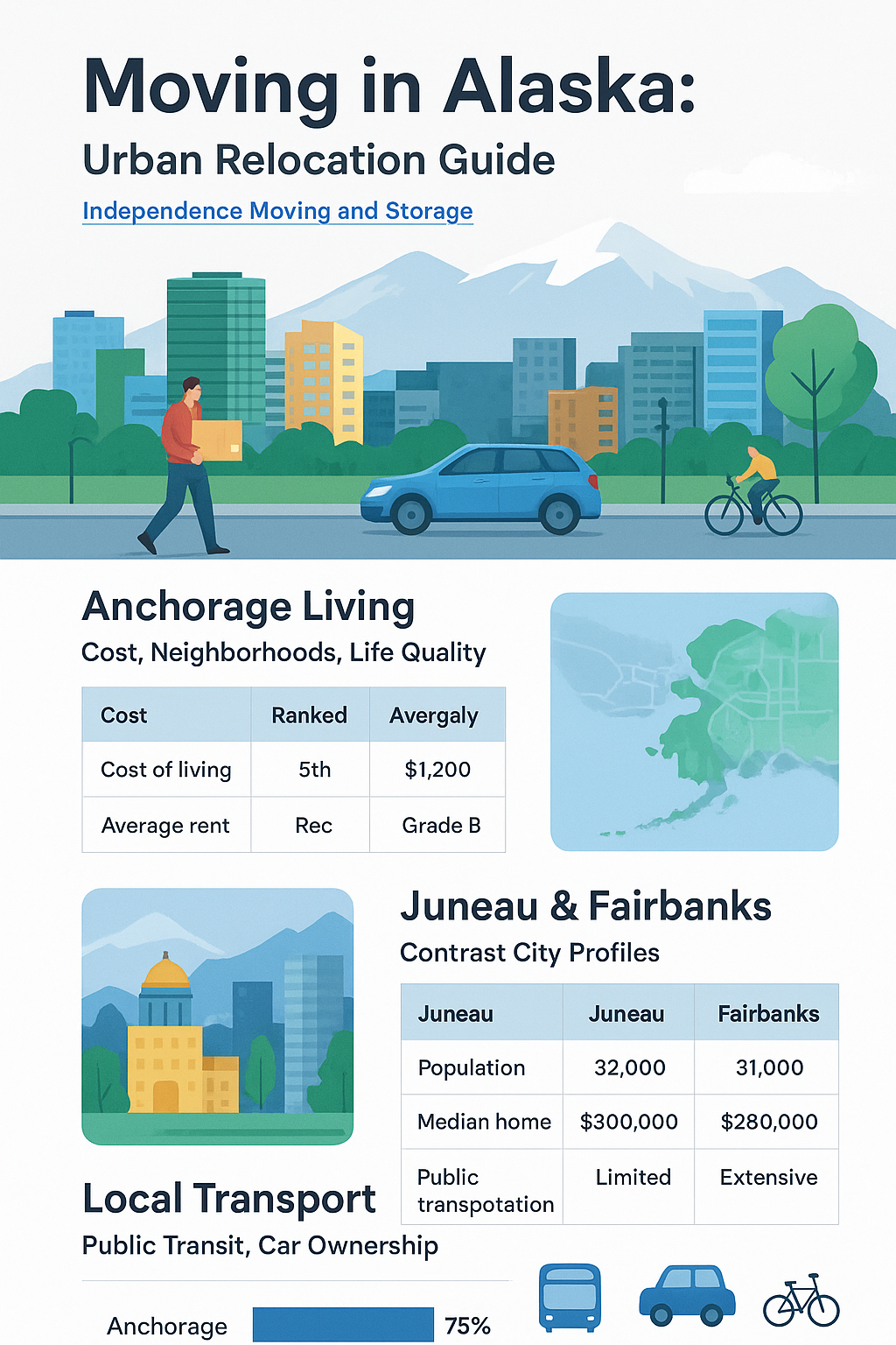 Transit corridors and car ownership context across Anchorage, Juneau, and Fairbanks